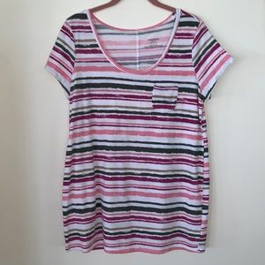 Maternity Top Short Sleeves Stripes Multi Colors Size M